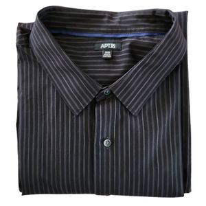 APT. 9 Long Sleeve Black/Grey Pinstrip Shirt (3XB)